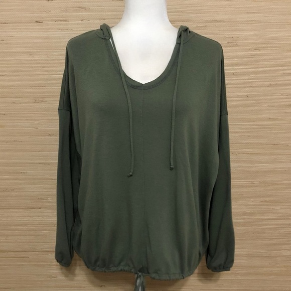 Green Aerie Lightweight Pullover Drawstring Waist Hoodie Sweater Size Medium - Picture 1 of 7